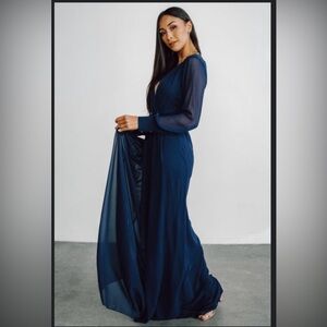 Baltic Born Lydia Maxi Dress in Navy - Long Sleeve Dress Size M